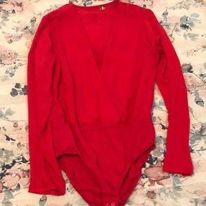 Red long sleeve body suit